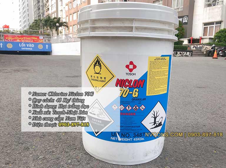 Hóa chất Chlorine Niclon 70G Tosoh Nhật Bản xử lý nước hồ bơi