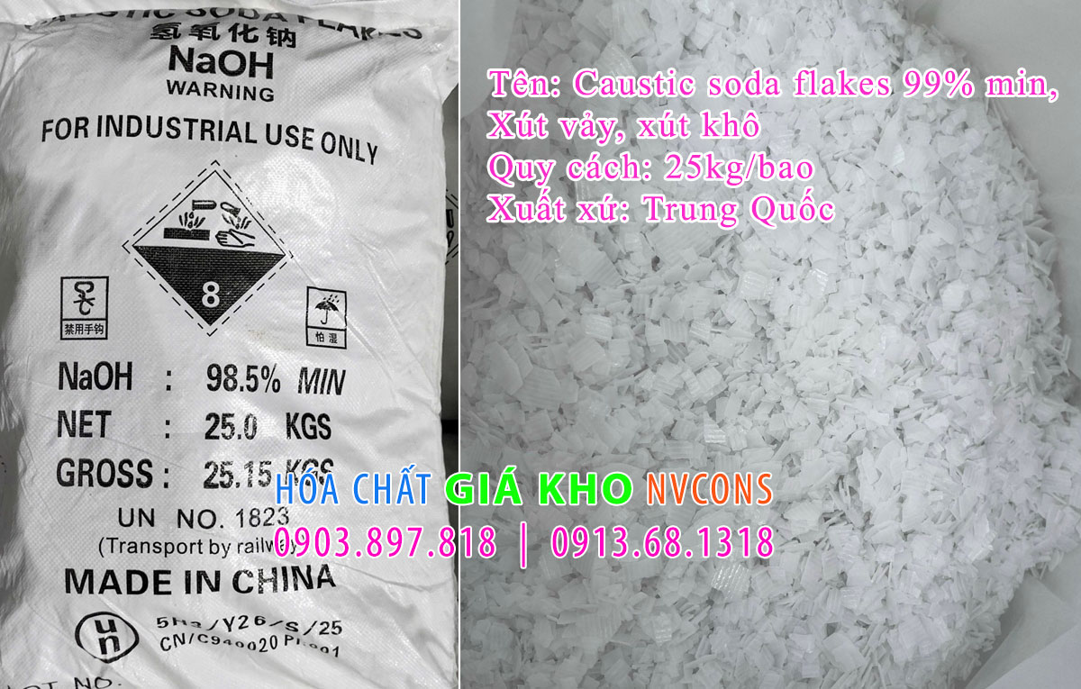 caustic soda flakes xút vảy hay xút khô tăng pH hồ bơi