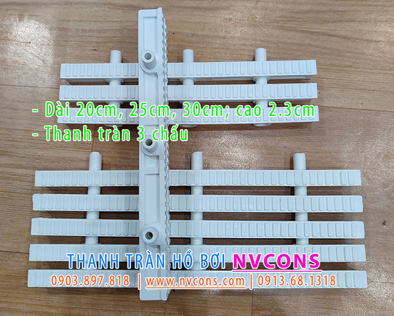 Cung cấp thanh tràn bể bơi nhựa ABS 3 chấu giá kho NVCONS