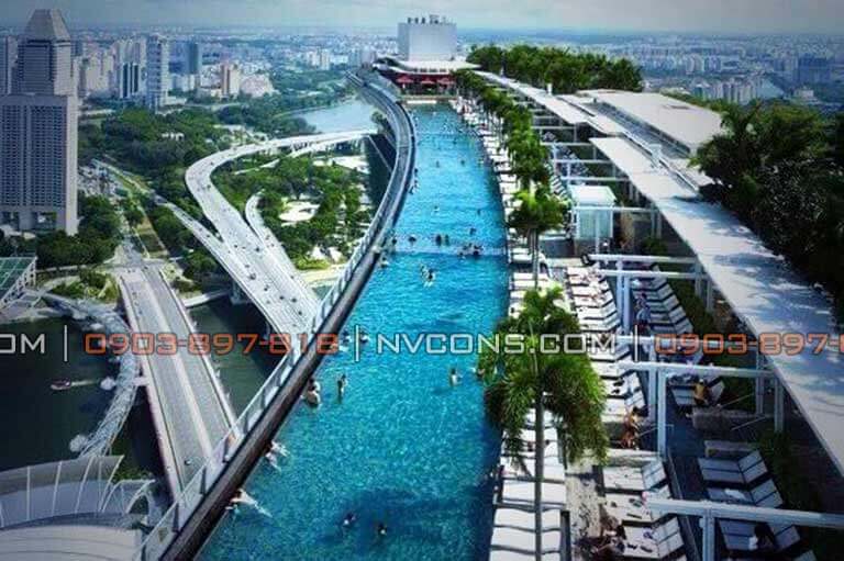 Hồ bơi sân thượng Marina Bay Sands tại Singapore