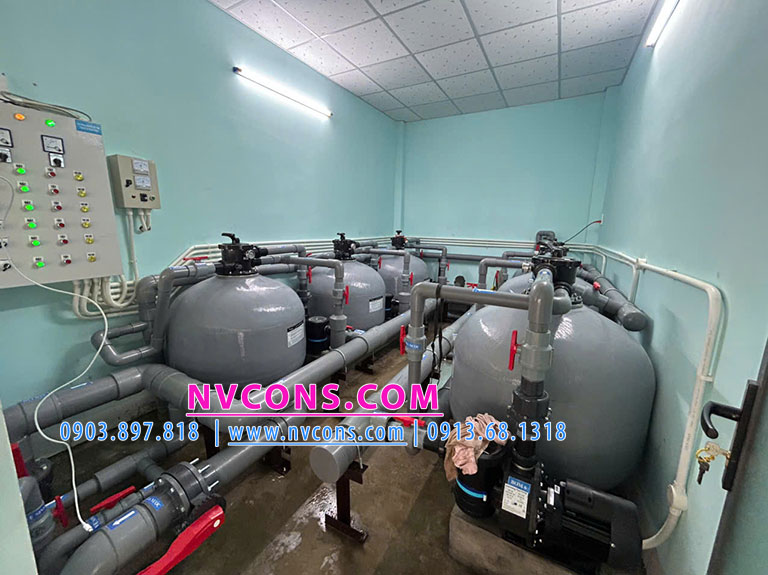 Lắp đặt bình lọc tuần hoàn bể bơi thi đấu
