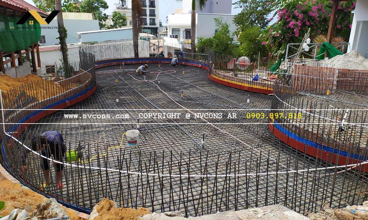 Lắp dựng cốt thép bể bơi Lavita resort Phú Quốc