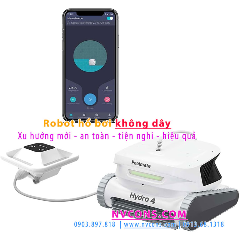 Robot bể bơi không dây dùng pin phát triển từ hãng Poolmate với dòng Hydro