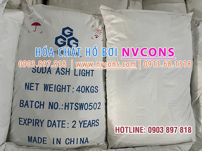 Soda ash light Trung Quốc sử dụng trung hòa PH trong xử lý nước hồ bơi được NVCONS phân phối