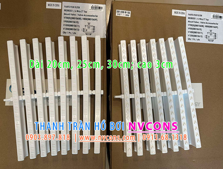 Thanh tràn bể bơi 1 chấu nhựa ABS giá kho Nvcons
