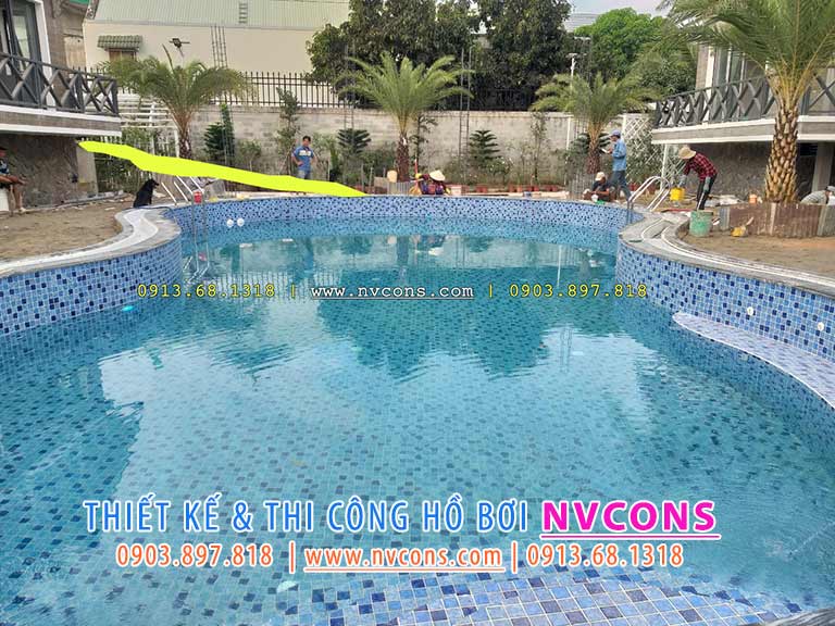 Thiết kế thi công bể bơi gia đình đẹp như resort 180m2 tại Rạch Giá